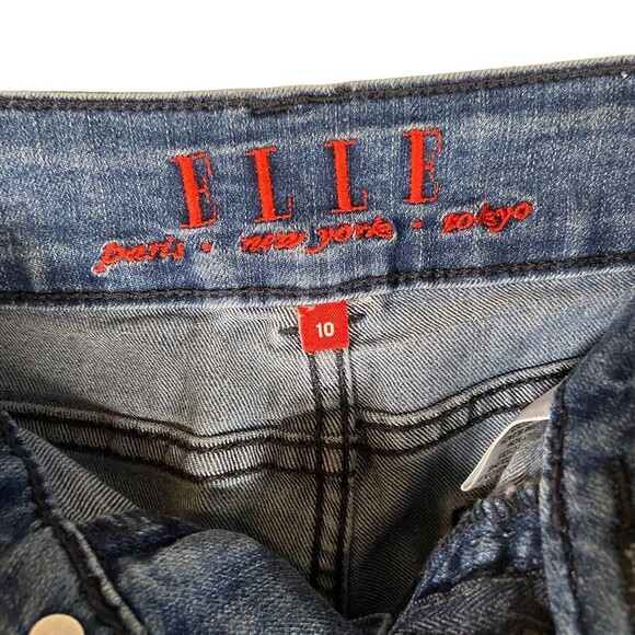 ELLE Women’s Jeans Size 10 Blue Straight Light‎ Stone Wash Distressed Casual - Picture 3 of 10